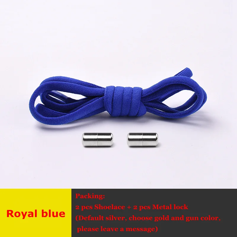 Royal blue 1 Pair Elastic Shoe laces Round No Tie Shoelaces Kids and Adult Sneakers Shoelace Running Leisure Quick Lazy Laces 19 Colors - Цвет: Royal blue