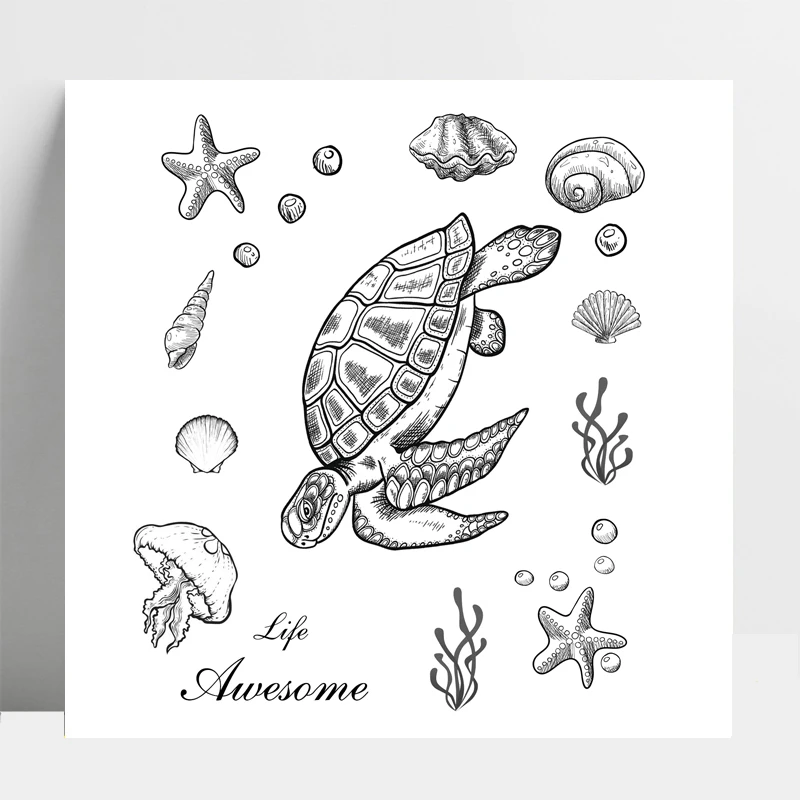 AZSG ракушка Медуза морская черепаха прозрачные штампы для DIY