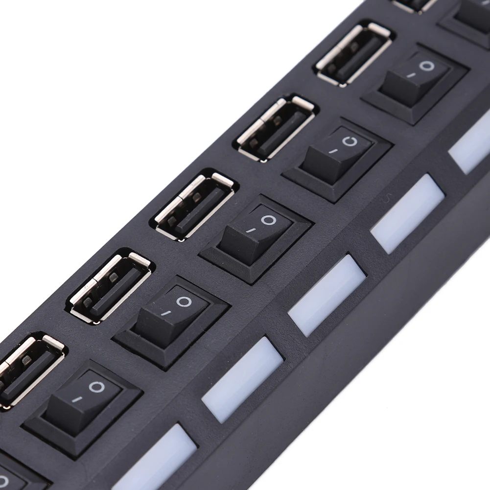 

Factory price Hot Selling New 7 Ports LED USB 2.0 Adapter Hub Power on/off Switch For PC Laptop Drop Shipping