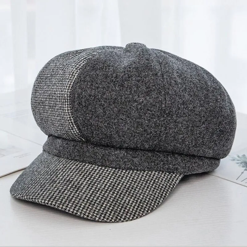 Женские и мужские шерстяные фетровые береты Seioum теплая толстая восьмиугольная