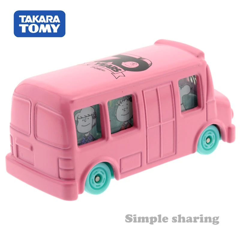 

Takara Tomy PEANUTS 70th Anniversary Dream Tomica Collection Pink School Bus Car Kids Toys Motor Vehicle Diecast Metal Model