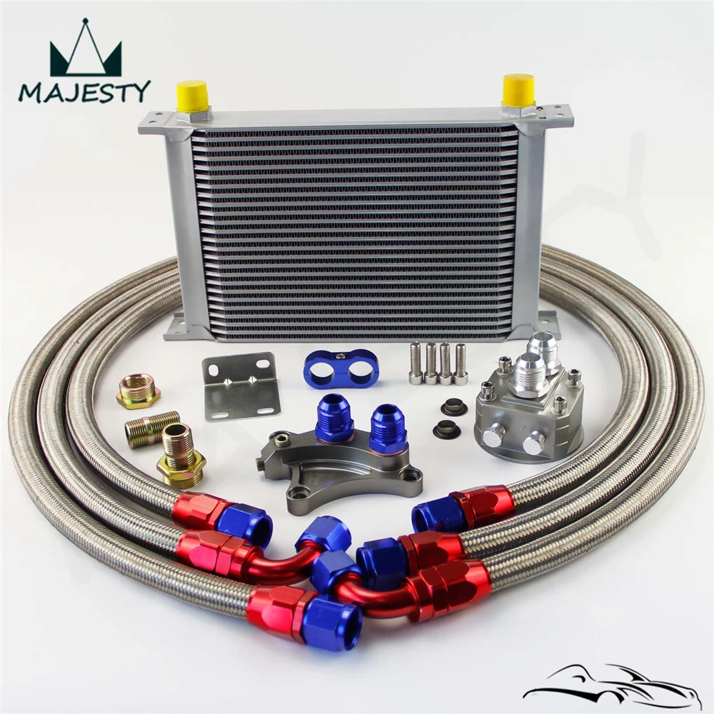 

25 Row 248mm AN10 Oil Cooler Kit Fits For Nissan Silvia S13 S14 S15 180SX 200SX 240SX SR20DET Black/Silver