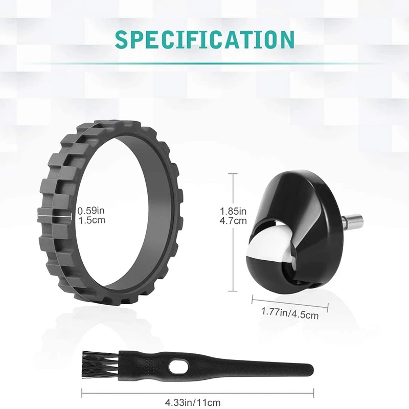 

3Pcs Replacement Tires Compatible with IRobot Roomba 500, 600, 700, 800, 900 Series Vacuum, Front Caster Wheel Assembly