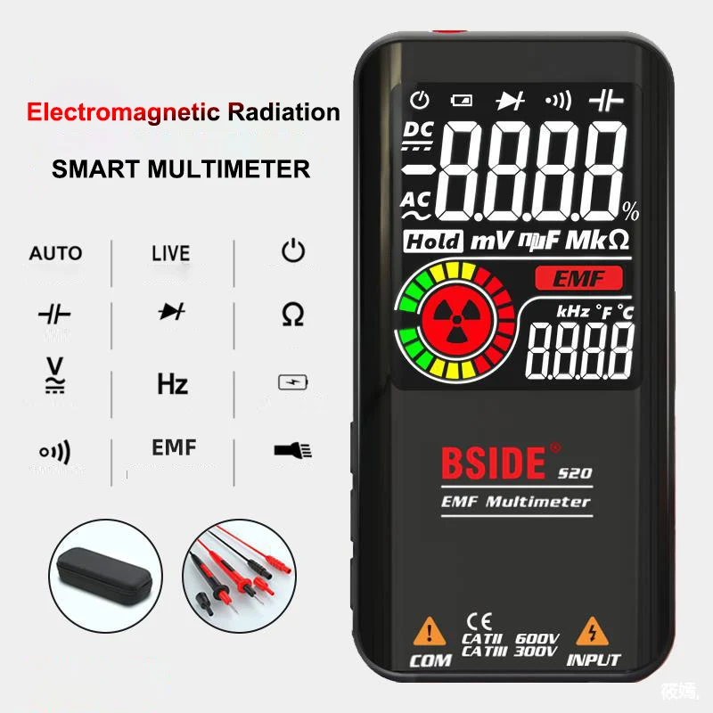 

9999 multimetro Count Digital EMF Multimeter S20 Electromagnetic Radiation Detector Voltmeter Ohm AC/DC Automatic Smart Tester