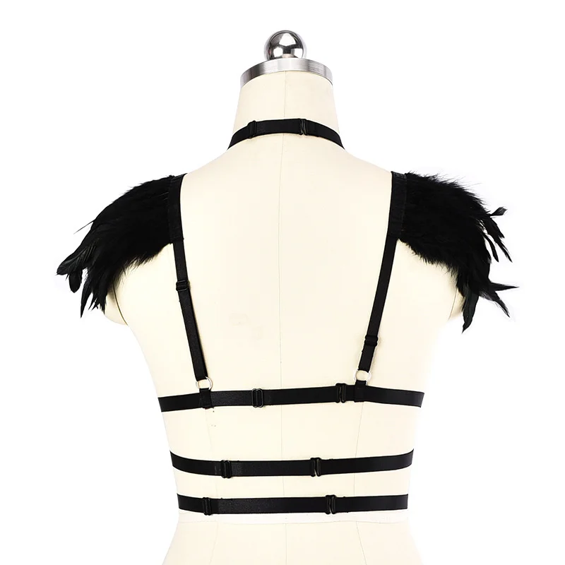 Черное перо металлическое кольцо бретель через шею упряжка для шеи нижнее белье