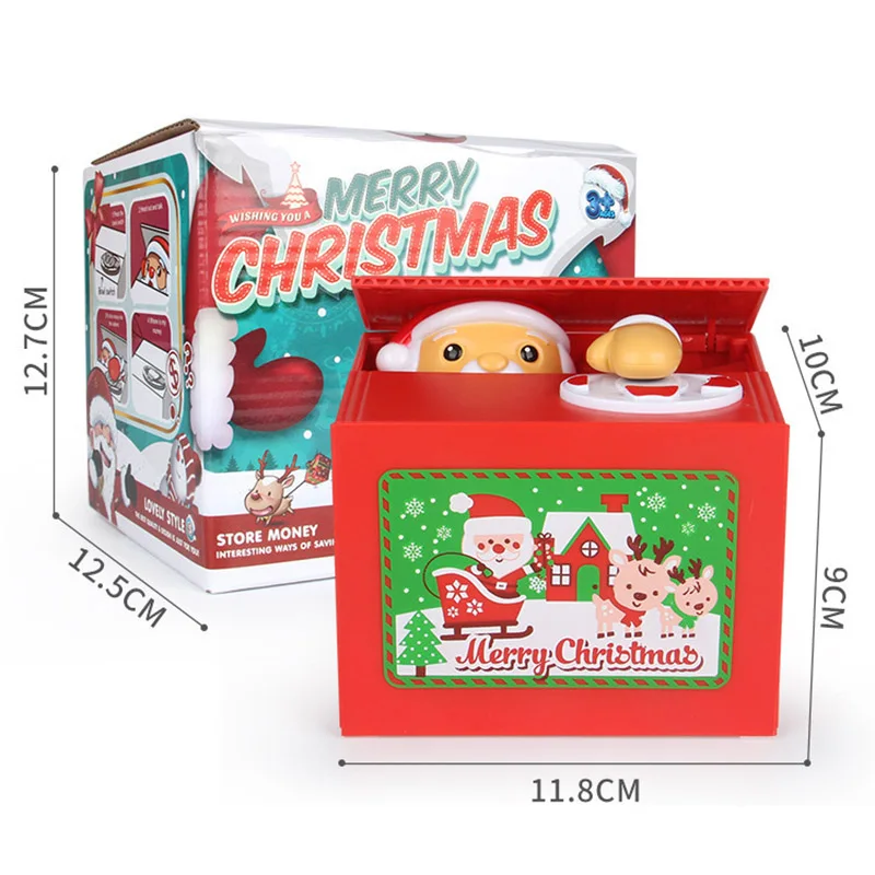 

Christmas Saving Money Box Santa Stealing Coin Piggy Bank Coin Storage Pot Xmas BM88