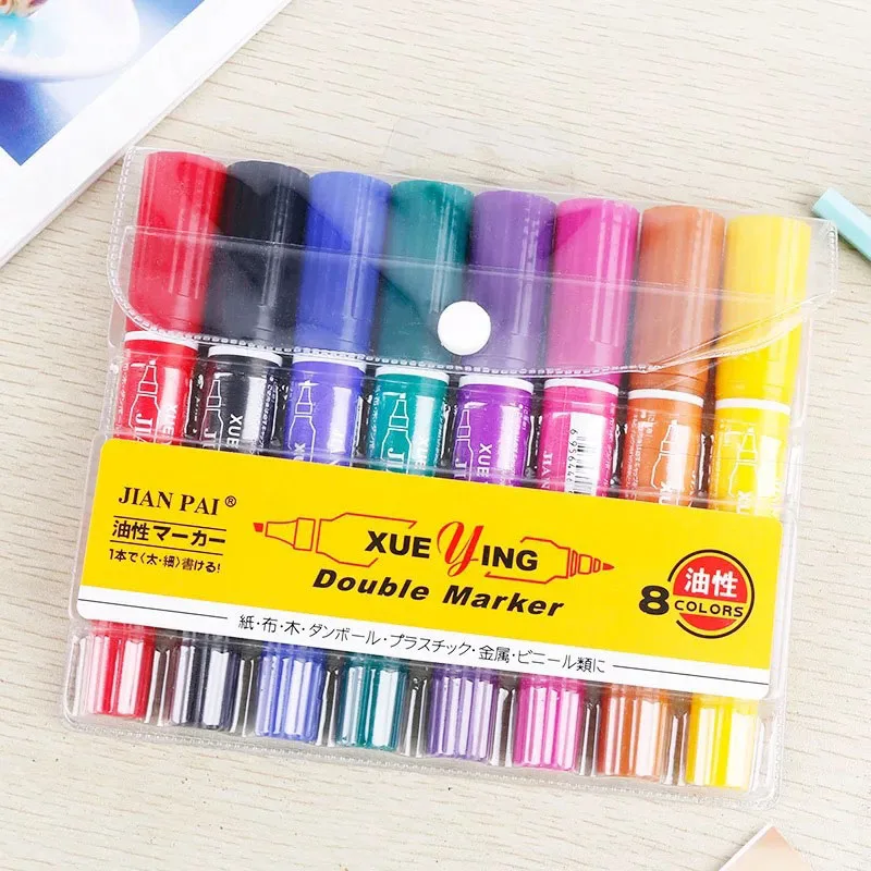 Маркеры с двумя головками 8/12 цветные маркеры белыми полосками для офисных и