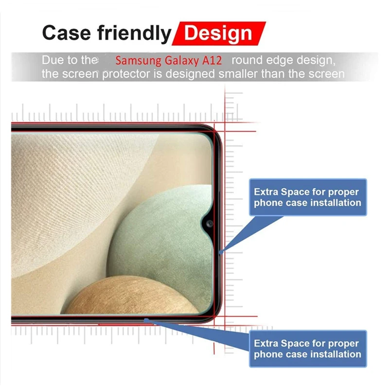 

2PCS Tempered Glass Samsung Galaxy A12 Screen Protector Premium Quality Guard Film Case Friendly Comfortable Round Edge