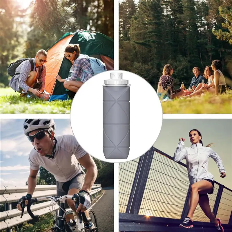 

600ml BPA FREE Silicone Collapsible Folding Water Cup Foldable Water Bottle for Outdoor Sports Business Travel Daily Life