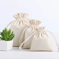natural resuable cotton fabric linen drawstring bag food packaging gift bag jewelry storage bag christmas gift