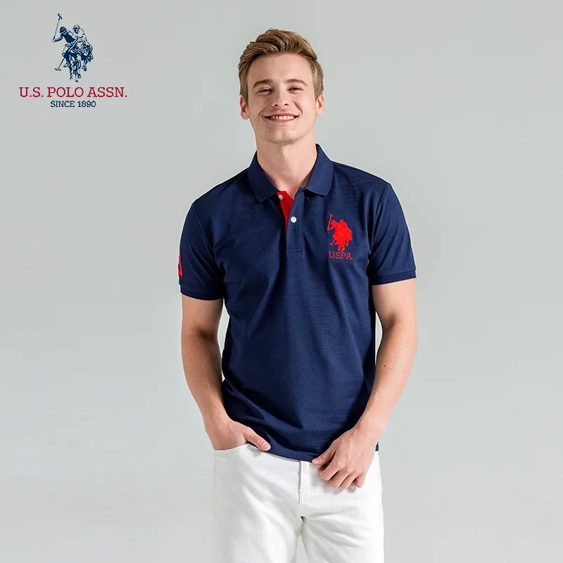 США POLO ASSN Новинка 3 цвета Классическая мужская рубашка с коротким рукавом