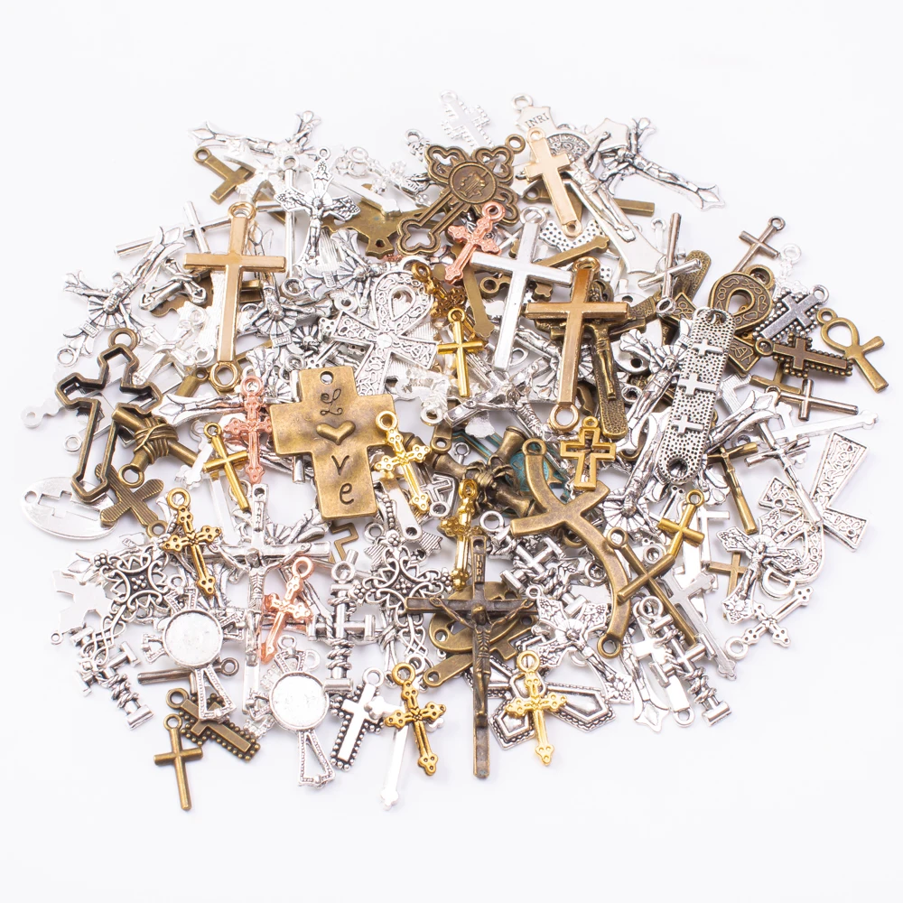 

100 г горячая распродажа металлические кресты разные кулоны антикварный бронзовый браслет ожерелье ручной работы производство ювелирных изделий оптом