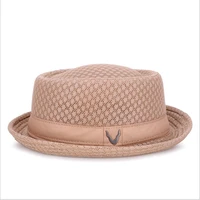 breathable hat england mesh flat straw hat retro england jazz foldable sun hats panama casual party caps fedora