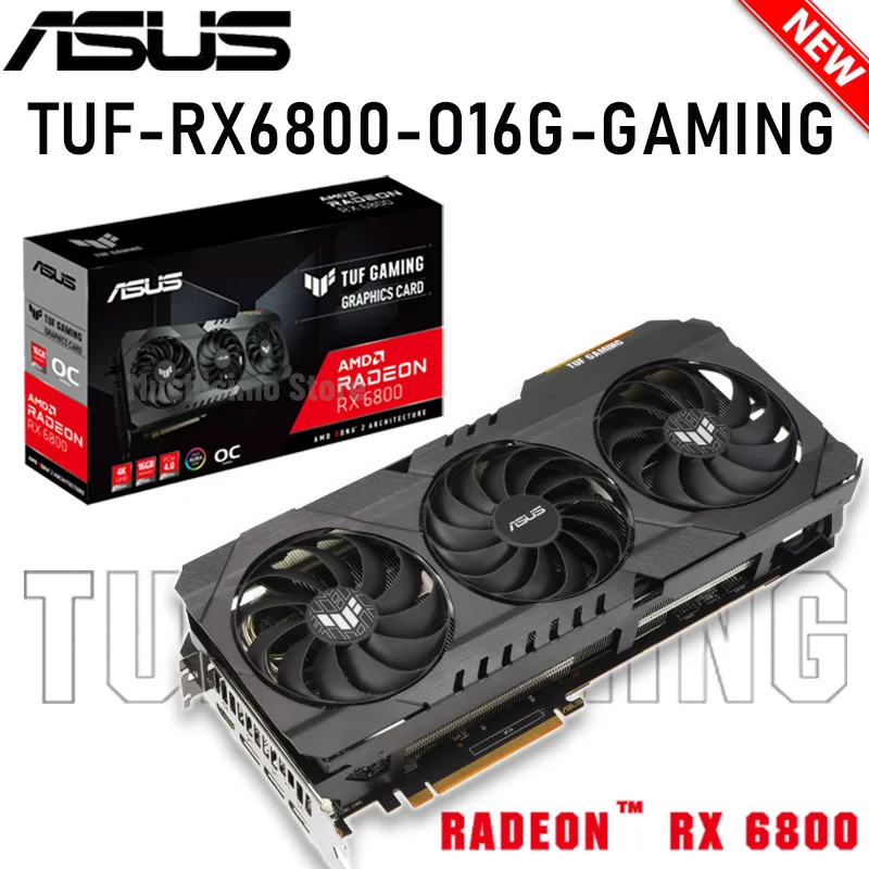 Игровая видеокарта GDDR6 Asus TUF RX6800 O16G Radeon RX 6800 16000 МГц 16 Гб 6800 бит 8 контактов + 8 контактов Radeon RX видеокарта GDDR6 Новинка