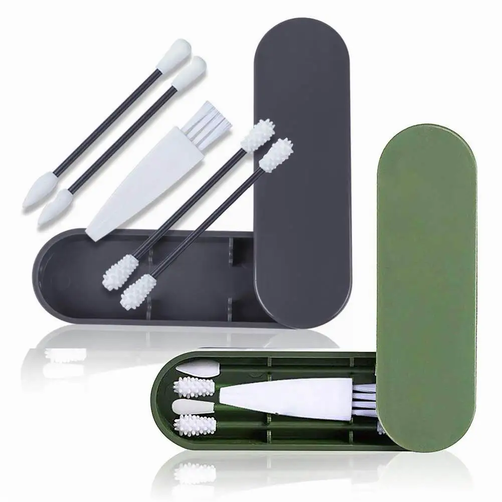 

Cotton Swabs Reusable Silicone Swabs Ear Cleaning Double-Ends Swabs with Carrying Case Cleaning Brush