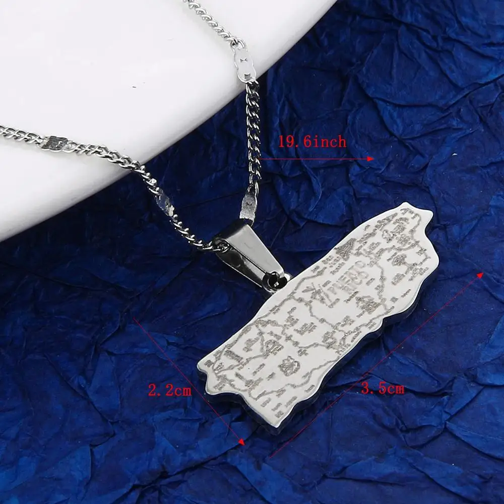 Нержавеющая сталь Пуэрто-Рико карта Подвесные Ожерелья модные Пуэрто-Риканцы