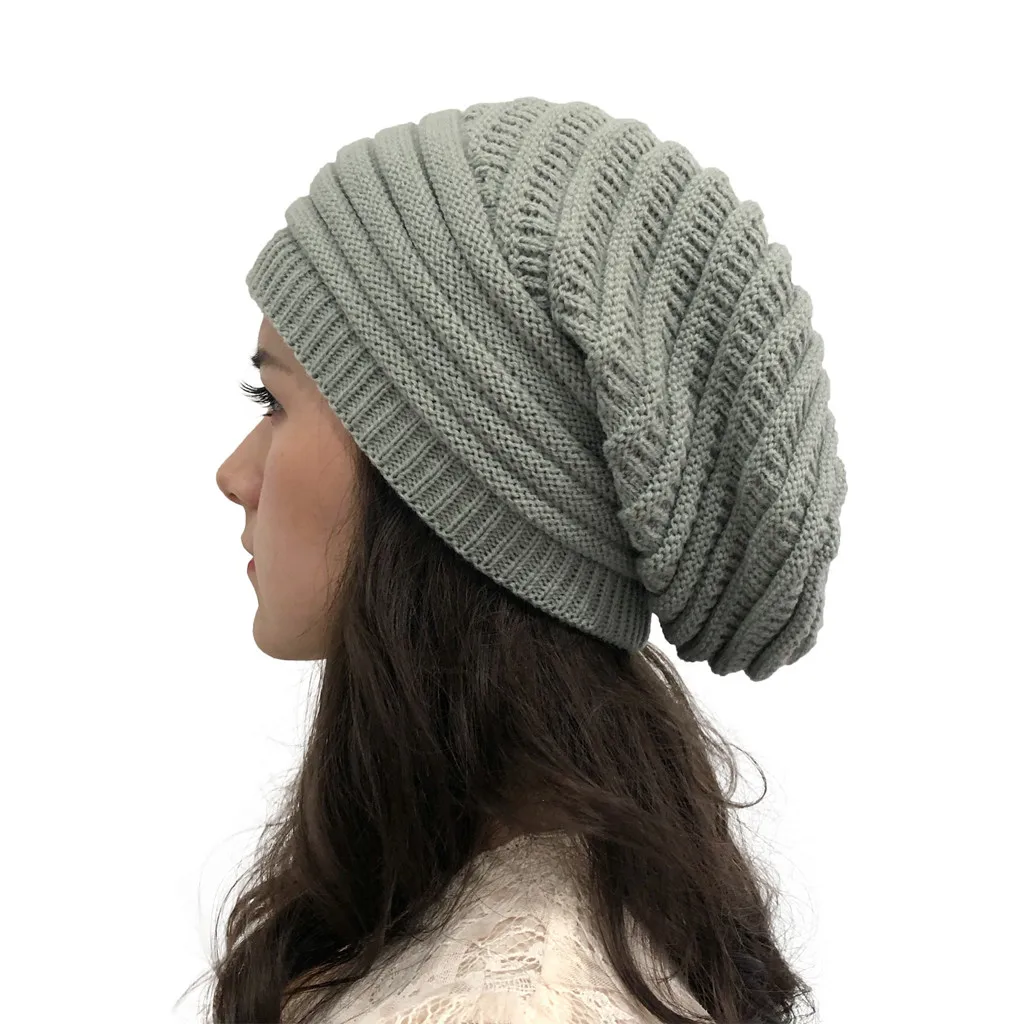 Women Autumn Winter Baggy Warm Crochet Outdoor Solid Colors Splice Hats Knit Ski Hat Female Holey Casual Beanie Cap#p3 | Аксессуары для