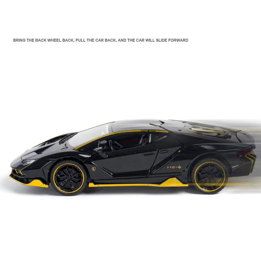 Hot scale 1:24 wheels diecast car germany bull logo metal model with light sound Lambor lp770-4 Centenario pull back vehicle toy | Игрушки и