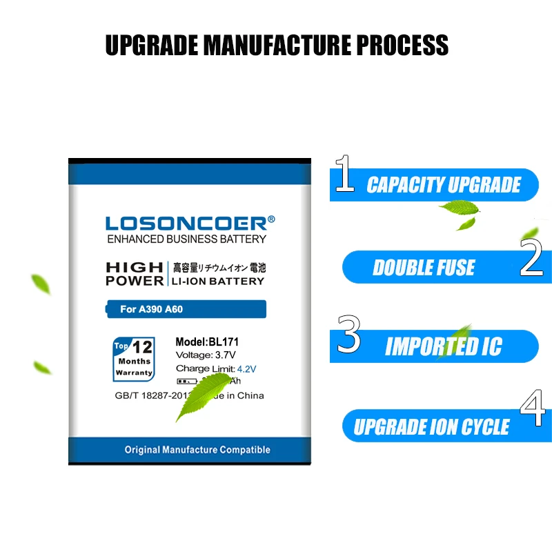 LOSONCOER BL171 3700 мАч для Lenovo A319 A60 A500 A65 A390 A368 A390T A356 A370E A376 | Мобильные телефоны и