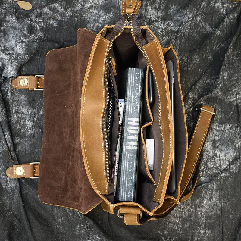 Мужская кожаная сумка через плечо Crazy horse