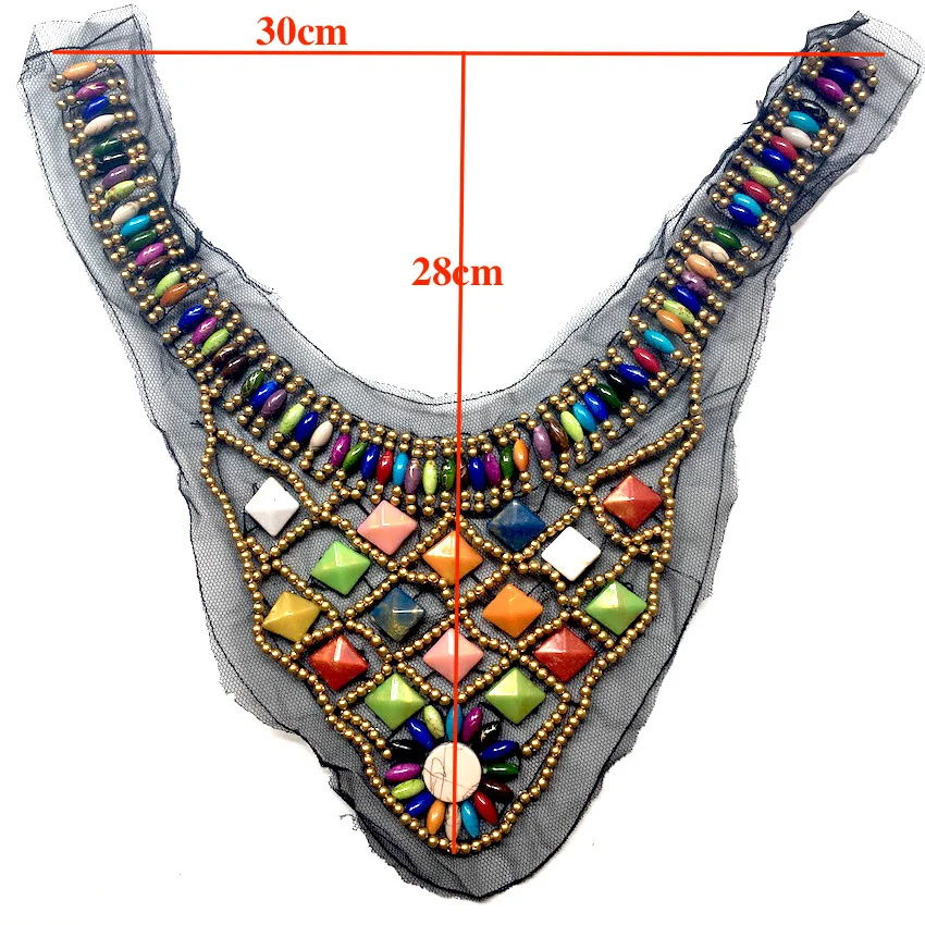 1 шт. расшиты разноцветными бусинами ручной работы с кружевом воротником