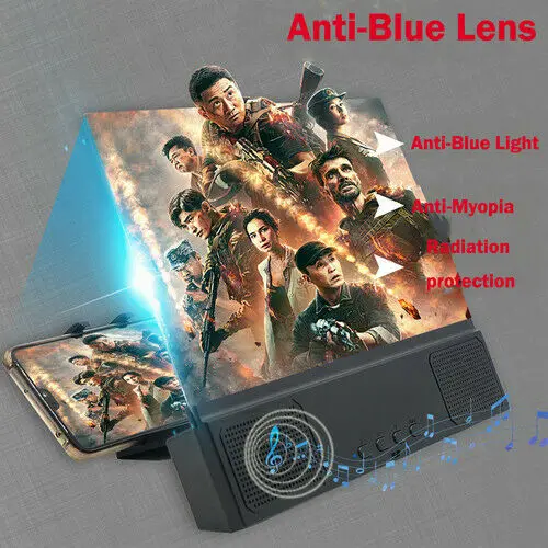 

12 inch Mobile Phone Screen Magnifier 3D HD Video Amplifier Smartphone Stand Built-in Bluetooth Stereo