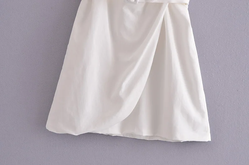

HWLZLTZHT Summer Belted Mini Dress 2021 Women Sleeveless Adjustable Spaghetti Straps Wrap Office Lady Dresses Fashion Sundress