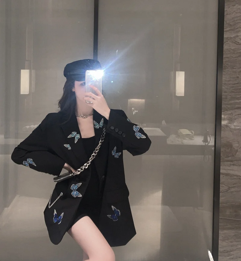 Новинка 2020 Осенний женский костюм с длинным рукавом и принтом Блейзер Женский