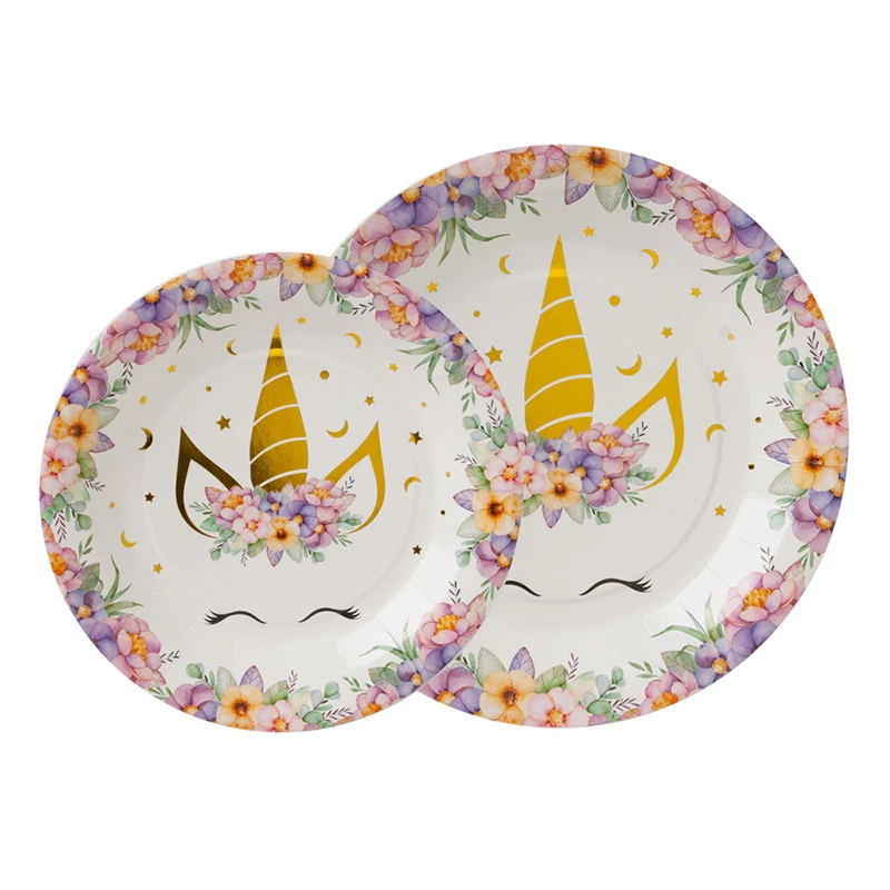Одноразовая посуда с мультяшным единорогом для вечерние ского дня рождения