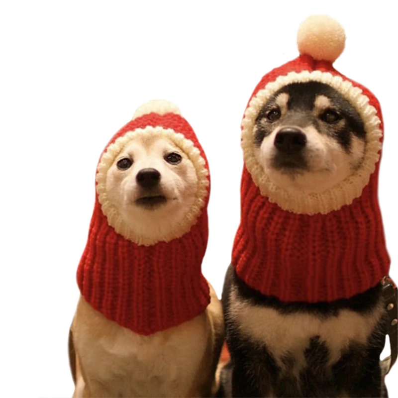 Christmas Dog Cap Knitted Pet Hats for Dogs Accessories Winter Warm Cat Dog Hat Puppy Pet Caps for Dogs Hat with Ball Headwear