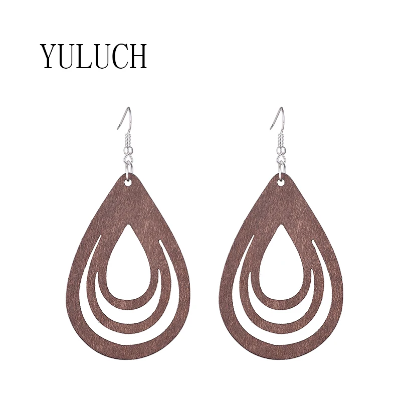 

YULUCH женские серьги-подвески в форме слезы деревянные серьги-капли для девочек деревянные Элегантные Простые украшения для женщин