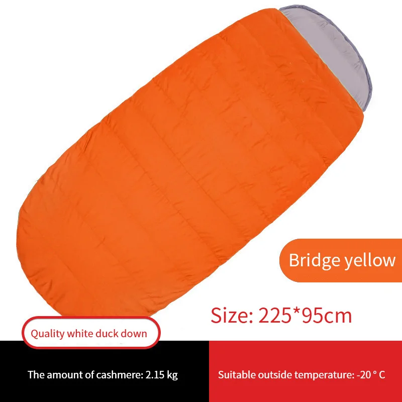 2.15kg Orange 1,55 кг/1,85 кг/2,15 кг сверхлегкий спальный мешок-конверт, зимний спальный мешок на утином пуху для отдыха на природе-10-20 градусов, удобно - Цвет: 2.15kg Orange