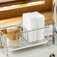 304 stainless steel kitchen sponge holder bathroom kitchen drainer rack soap sink caddy tray dish cloth hanger storage rack new