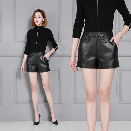 Top brand High 2020 Women Waist New Sheep Leather Shorts KS41  high quality