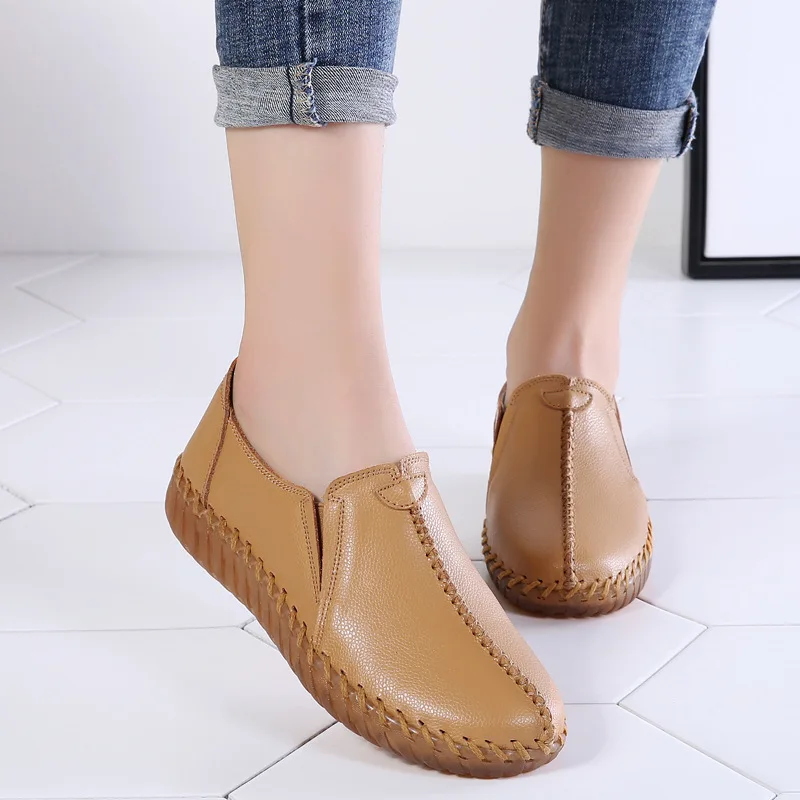 MUYANG/женские туфли на плоской подошве элегантные мокасины из натуральной кожи