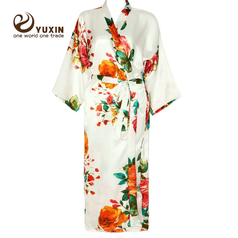 Длинный Цветочный халат кимоно для невесты женский ночное платье женская одежда