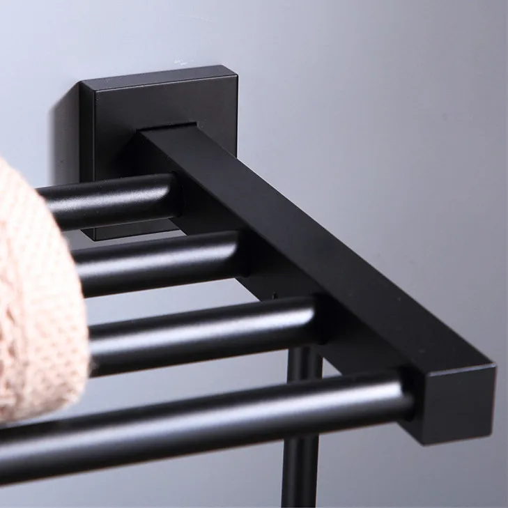 Полка для полотенец ванной комнаты SDSN квадратная черная бронзовая Держатель