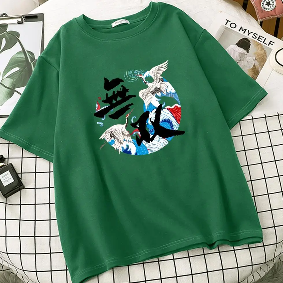 

Crane Print T Shirts Women Vintage Tumblr Ulzzang Tshirts Camisetas De Mujer Tops Tee Shirt Femme Roupas Femininas Vetement