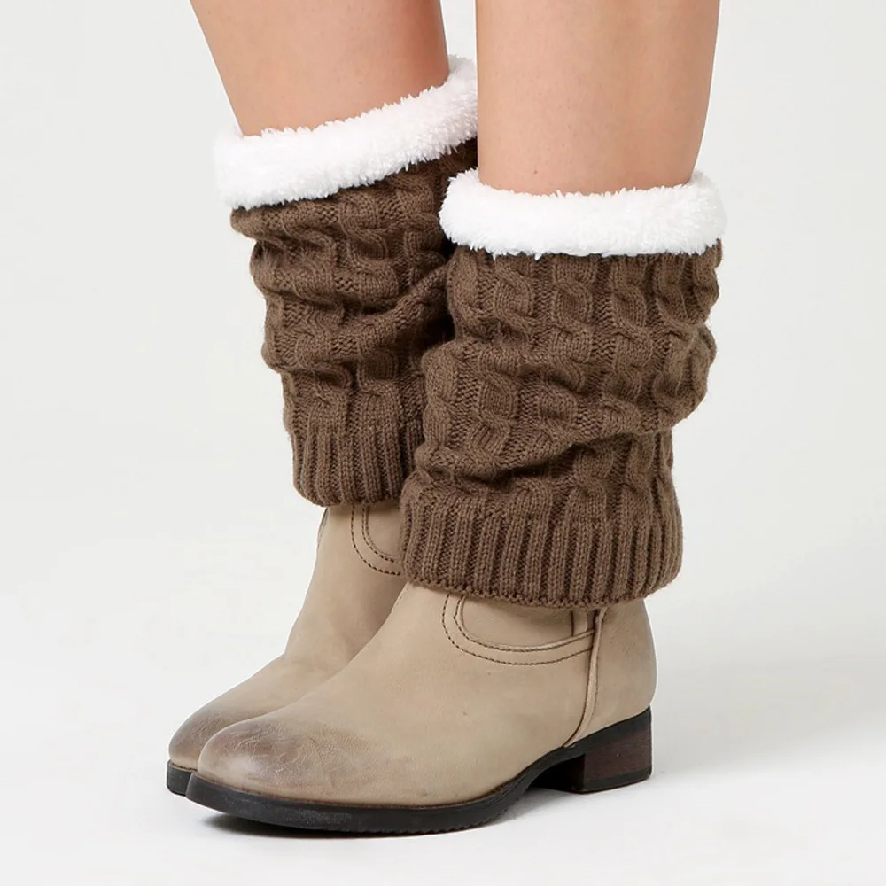 

Women Knitted Thicken Velvet Leg Warmers Crochet Warm Short Socks Boot Accessory SCKMX0039