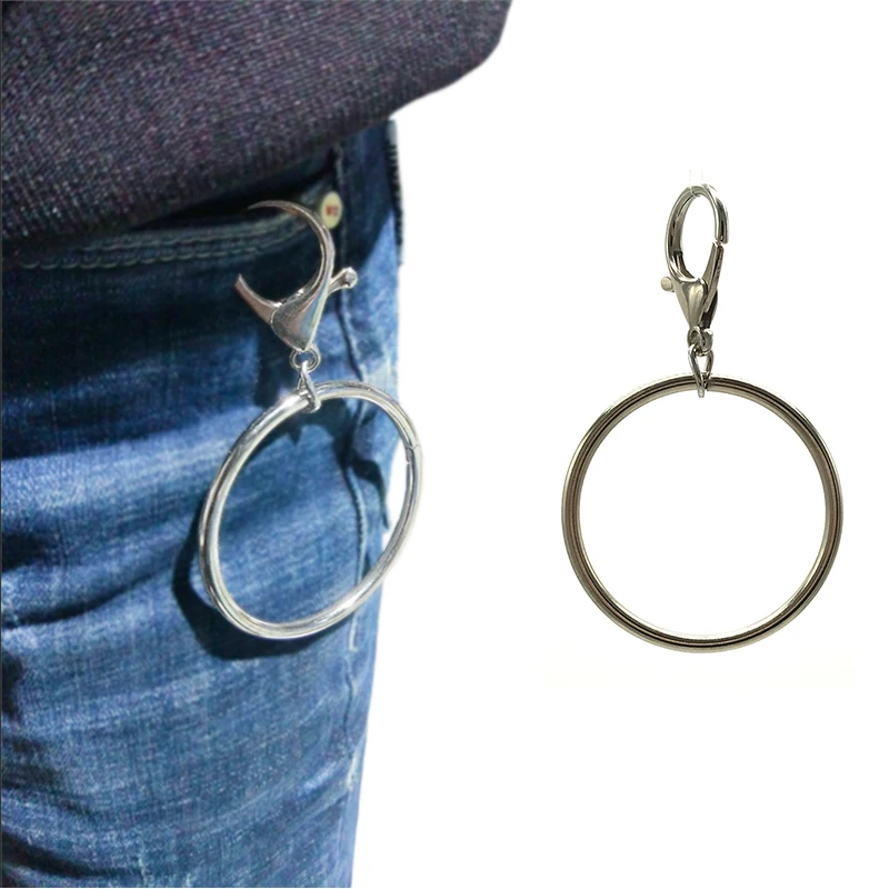 Мужской и женский брелок для джинсов с большим кольцом в стиле хип хоп рок