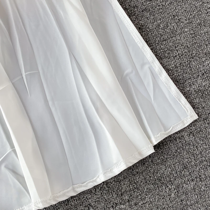 

Women Elegant White Dress New Summer Sexy V Neck Party Dress Vintage Irregular Ruffles Short Sleeve A-line Dresses Vestidos