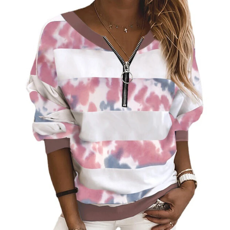 Женская Повседневная Толстовка с капюшоном камуфляжный Свободный Топ в полоску