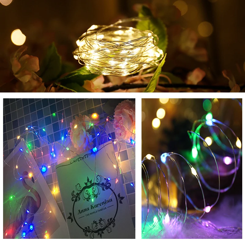 

LED String Lights Christmas Light Holiday New Year Fairy Garland Battery Power Copper Wire Lights For Christmas Tree Wedding