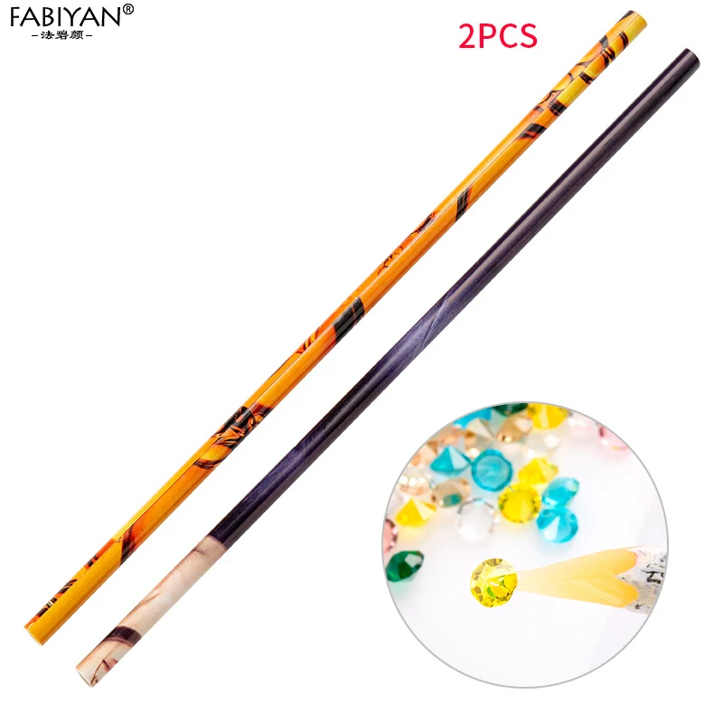 2pcs 2 шт для дизайна ногтей, воск, раскрашивающая ручка, карандаш, стразы, драгоценные камни, сверление, выбор, советы, сделай сам, салон, дизайн ногтей, маникюр, карандаш - Цвет: 2pcs
