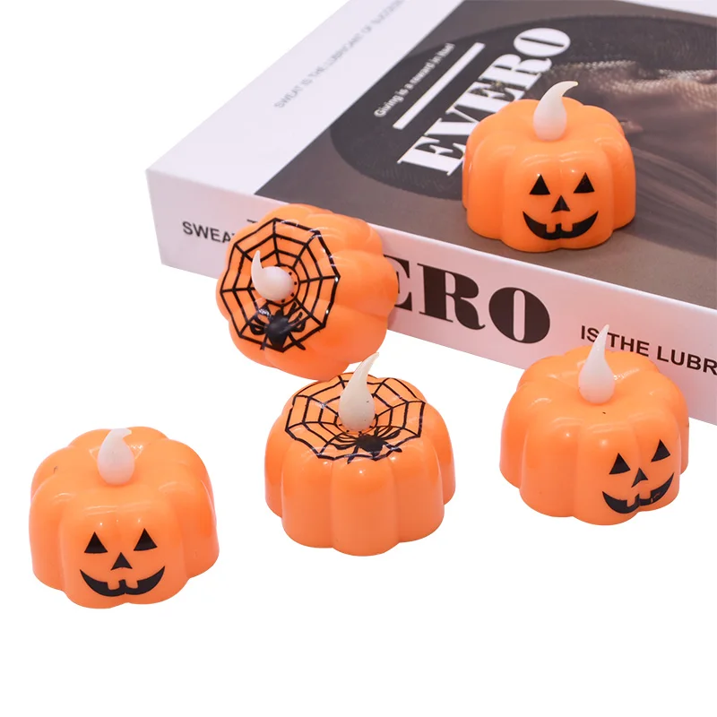 2/3/6pcs Halloween Small Pumpkin Candle Light Flameless LED Lights Lamp For Home Table Ornament Party Decor Supplies - купить по