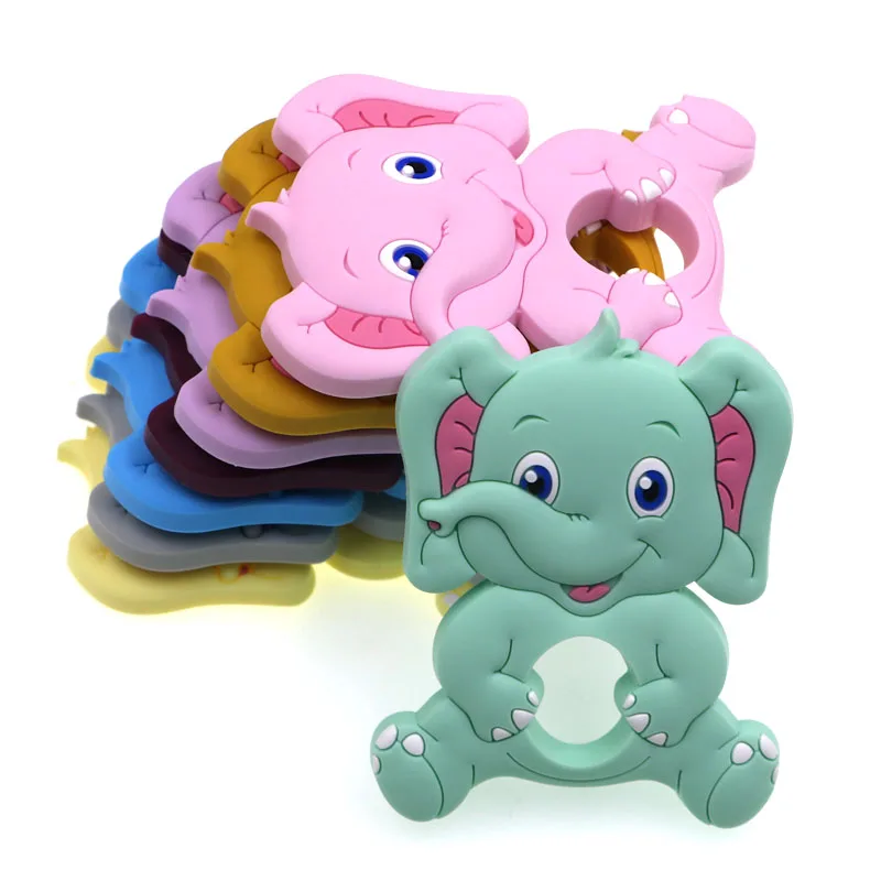 Kovict-mordedor de elefante de silicona, 5/10 piezas, colgantes de grado alimenticio, collar de cadena de chupete, accesorios, juguetes molares para beb&eacute;-0