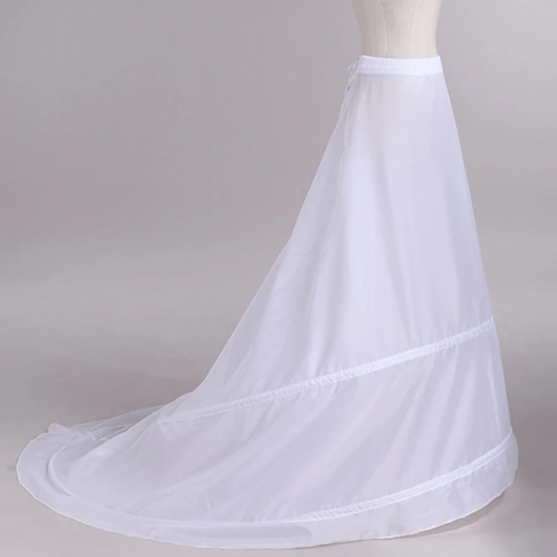 

Pettycoat new white 2 hoops A Line trailing petticoat stock jupon femme wholesale enaguas cheap underskirt