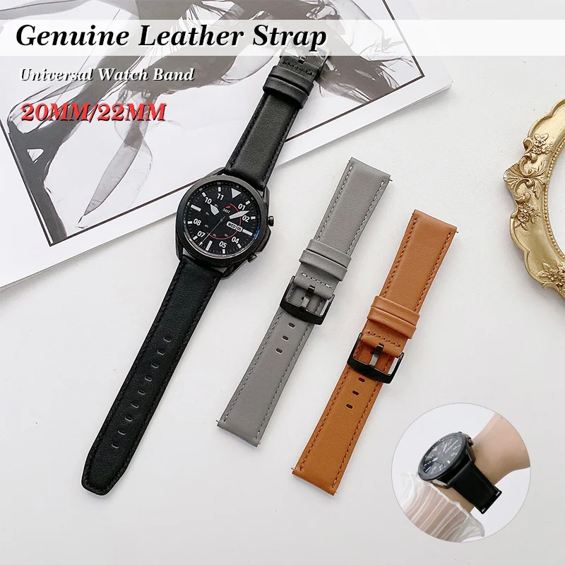 

20mm 22mm Genuine Leather Strap For Samsung Galaxy Watch 4 40mm 44mm Band for Galaxy Watch 3 41 45mm Watch 42 46mm Bracelet