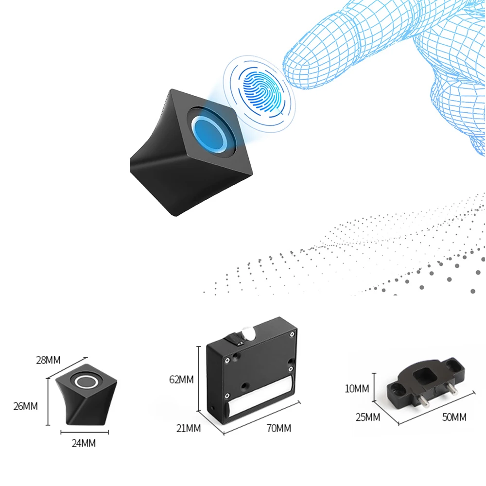 Умный светодиодный замок для шкафа с отпечатком пальца, мини электрический Противоугонный дверной шкафчик для ящика, шкафа, шкафа, украшения дома