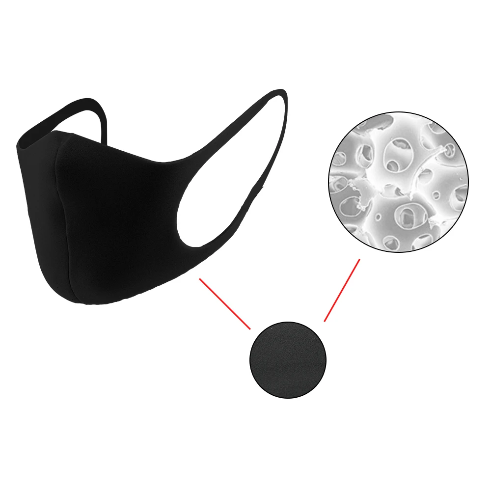 

LEEPEE Anti Haze Dust Mouth Face Mask Unisex Mouth Muffle Black Anti Carbon Masks Washable Reusable Sponge Mouth Mask 3pcs/pack